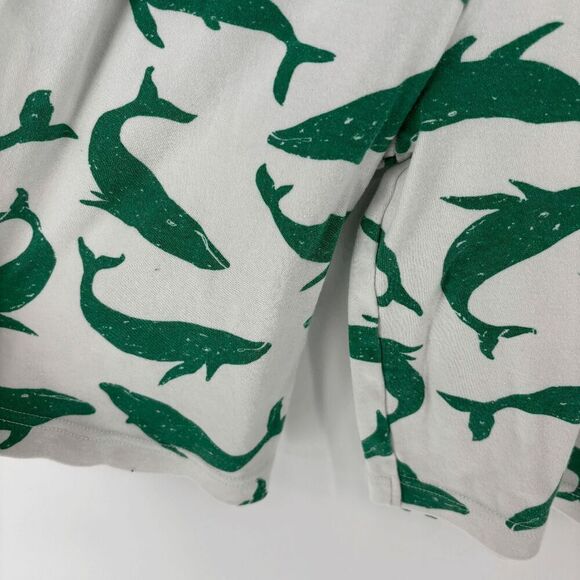Mini Boden Kid's White Green Elastic Waist Sea Pine Shark Print Shorts Size 5-6y - Picture 4 of 5